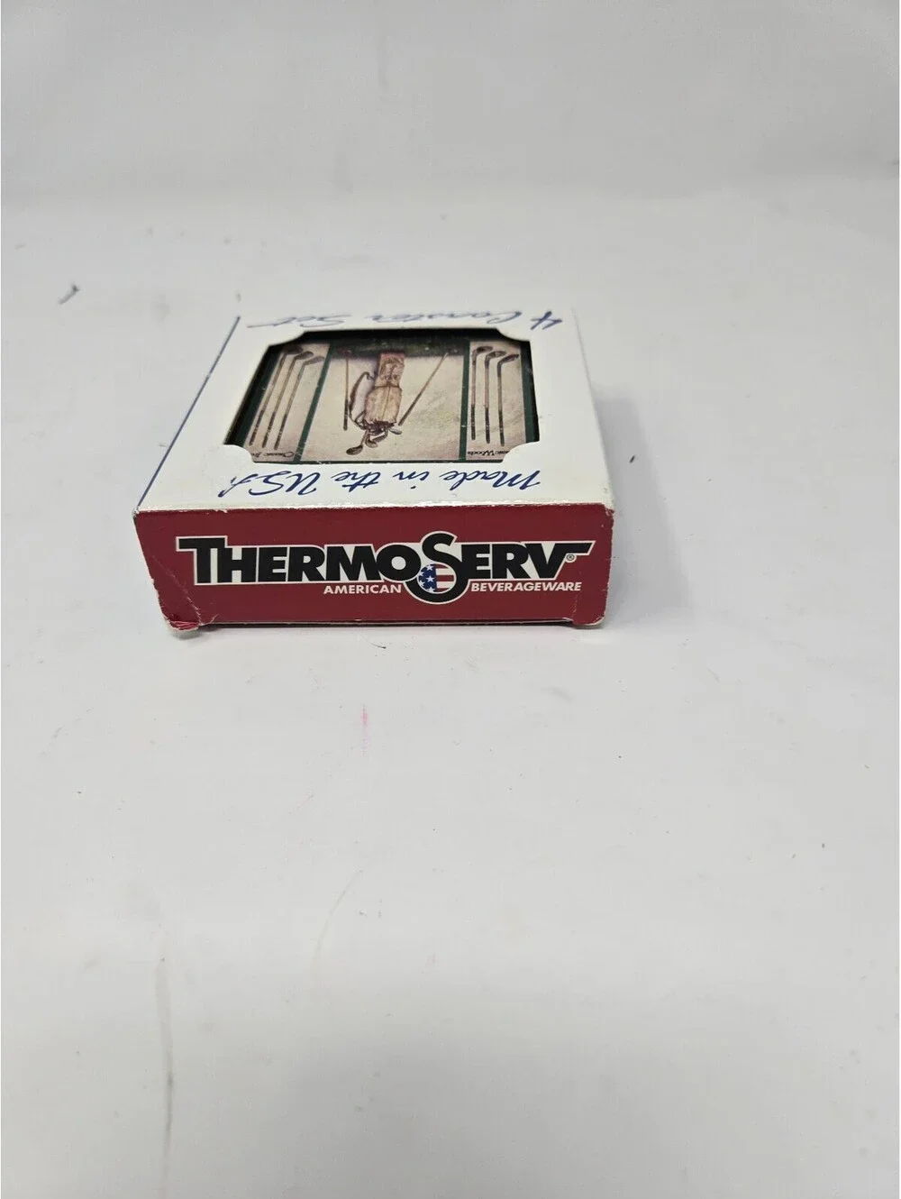 ThermoServ Classic Golf 4 Coaster Set with Cork Pad